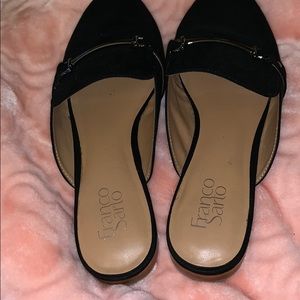 Franco Sarto Flat Black Mules size 9.5 but fit 8.5